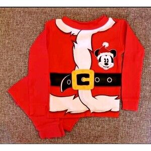 pajama 2T Disney 2 piece Holiday Christmas sleepwear Set Mickey Santa Suit